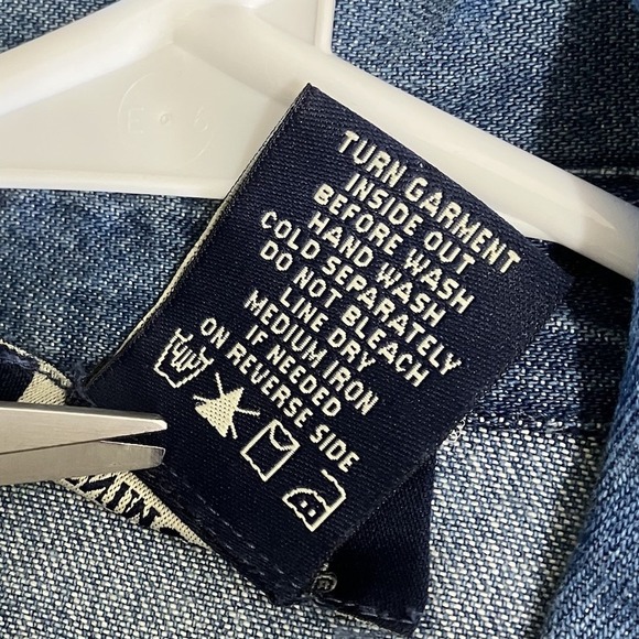 VTG Denim & Co Floral Denim Button Up Womens Large AOP Embroidered Y2K Flowers - Picture 10 of 10